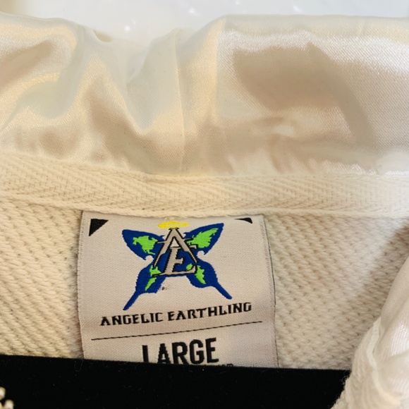 Angelic Earthling Hoodie Sweatshirt Size Large White Continental Camo Planet - Picture 3 of 16